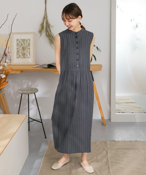 ITEMS URBANRESEARCH（アイテムズ アーバンリサーチ）の「2WAYストライプワンピース（ワンピース・レディース・チャコールグレー/オフホワイト・FREE）」の14枚目の写真