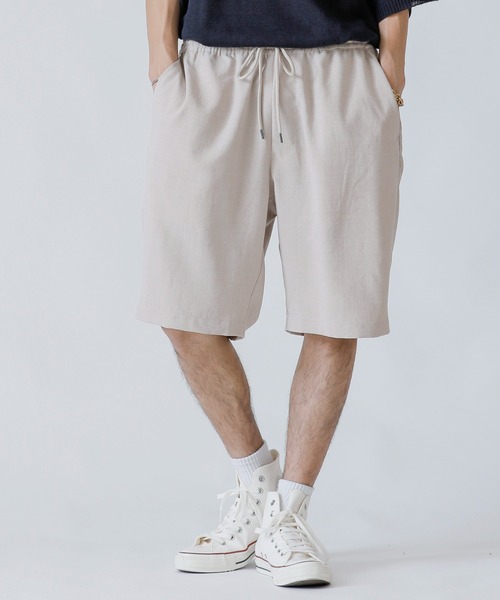 Beno（ビーノ）の「リネンライク シャンブレー イージーショートパンツ（その他パンツ・メンズ・キナリ/ブラック/ライトグレー/ベージュ/カーキ/ネイビー・M/L/LL）」の4枚目の写真