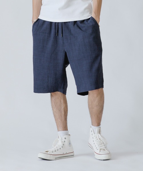 Beno（ビーノ）の「リネンライク シャンブレー イージーショートパンツ（その他パンツ・メンズ・キナリ/ブラック/ライトグレー/ベージュ/カーキ/ネイビー・M/L/LL）」の6枚目の写真