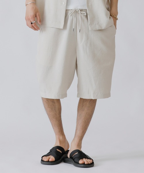 Beno（ビーノ）の「リネンライク シャンブレー イージーショートパンツ（その他パンツ・メンズ・キナリ/ブラック/ライトグレー/ベージュ/カーキ/ネイビー・M/L/LL）」の9枚目の写真