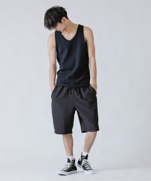 Beno（ビーノ）の「リネンライク シャンブレー イージーショートパンツ（その他パンツ・メンズ・キナリ/ブラック/ライトグレー/ベージュ/カーキ/ネイビー・M/L/LL）」の21枚目の写真