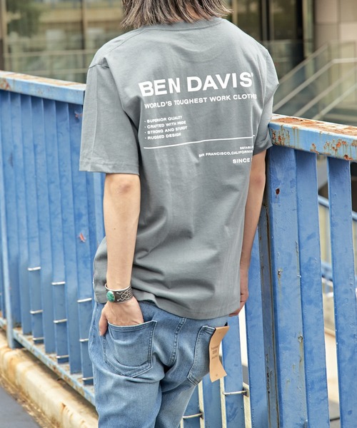 BEN DAVIS（ベンデイビス）の「【 BEN DAVIS ベンデイビス 】MINIGOLILA EMB TEE ミニゴリラ刺繍Ｔシャツ　バックロゴ（Tシャツ/カットソー・レディース・ホワイト/ブラック/ベージュ/グリーン/ブルー・SMALL/MEDIUM/LARGE/X-LARGE）」の4枚目の写真