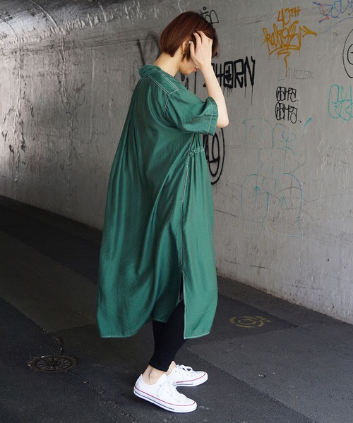 179/WG（イチナナキュウダブルジー）の「ガウンロングワンピース（ワンピース・レディース・ブラウン/グリーン/ブラック・MEDIUM）」の13枚目の写真