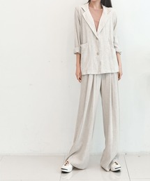 me+em select | 【リネンセットアップ】リラクシージャケット×タックワイドパンツ SET(セットアップ)
