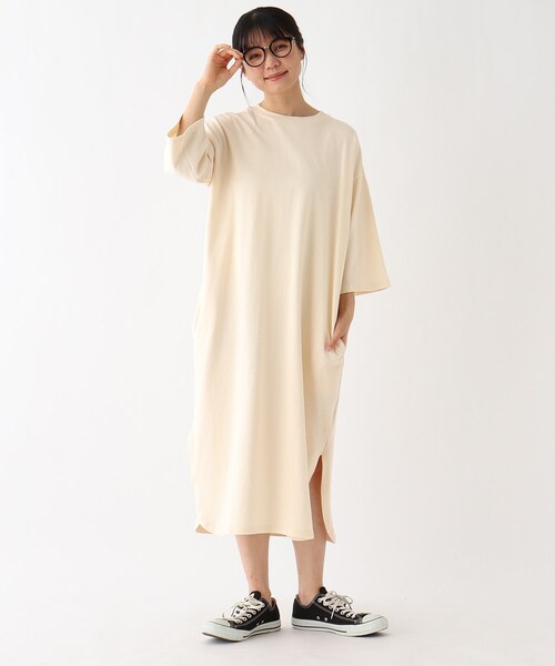 BASECONTROL(ベースコントロール)の「◆【WEB限定】ラウンドヘムカットワンピース(ワンピース・レディース・ガンメタ/グレー系/アイボリー/ブラウン系/パープル系・99)」の1枚目の写真