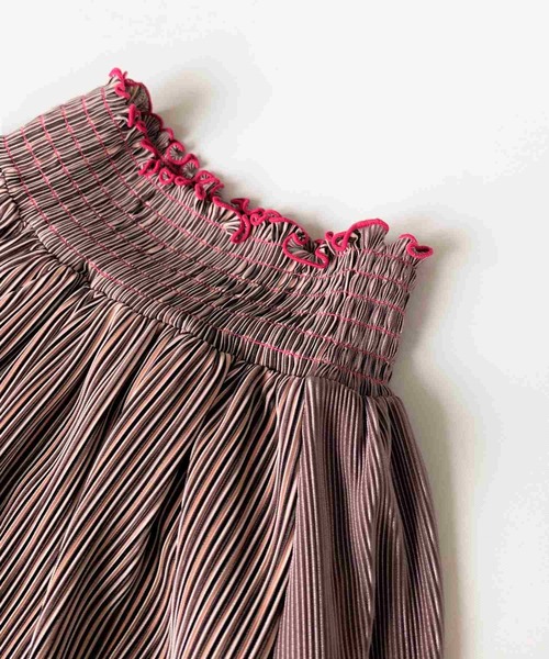 Q（キュー）の「バイカラーマイクロプリーツストライプスカート（スカート・レディース・ブラウン系その他/ブルー系その他・MEDIUM）」の6枚目の写真