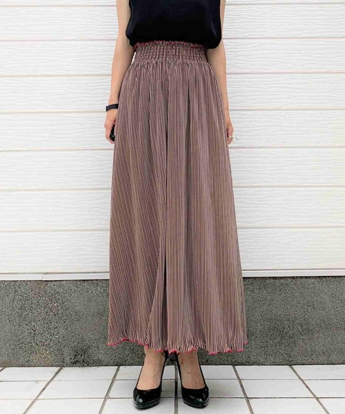 Q（キュー）の「バイカラーマイクロプリーツストライプスカート（スカート・レディース・ブラウン系その他/ブルー系その他・MEDIUM）」の3枚目の写真