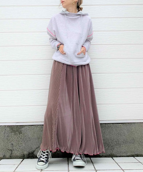 Q（キュー）の「バイカラーマイクロプリーツストライプスカート（スカート・レディース・ブラウン系その他/ブルー系その他・MEDIUM）」の16枚目の写真