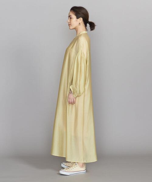 BEAUTY&YOUTH UNITED ARROWS（ビューティーアンドユースユナイテッドアローズ）の「BY ヘンリーネックギャザー9分袖ワンピース（ワンピース・レディース・イエロー/ダークブラウン/ブラック・FREE）」の5枚目の写真