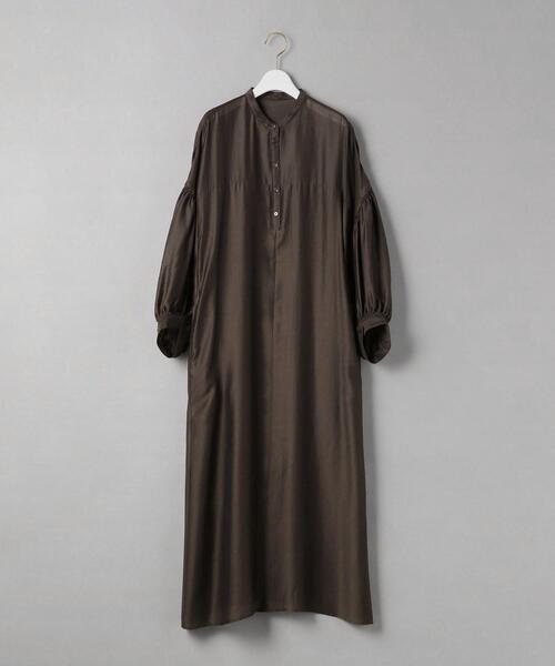 BEAUTY&YOUTH UNITED ARROWS（ビューティーアンドユースユナイテッドアローズ）の「BY ヘンリーネックギャザー9分袖ワンピース（ワンピース・レディース・イエロー/ダークブラウン/ブラック・FREE）」の20枚目の写真