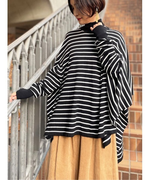 BEARDSLEY（ビアズリー）の「カーディガン、ポンチョ、プルオーバーで楽しめる NEWヒラヒラハオリ（カーディガン/ボレロ・レディース・レッド/ネイビー/ホワイト・FREE）」の2枚目の写真