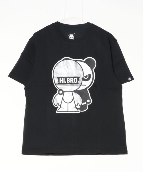 HIPANDA(ハイパンダ)の「HIPANDA ハイパンダ メンズ BROコラボ シルバープリント 半袖Tシャツ(Tシャツ/カットソー・メンズ・ホワイト/ブラック・MEDIUM/X-LARGE/SMALL/LARGE)」の2枚目の写真