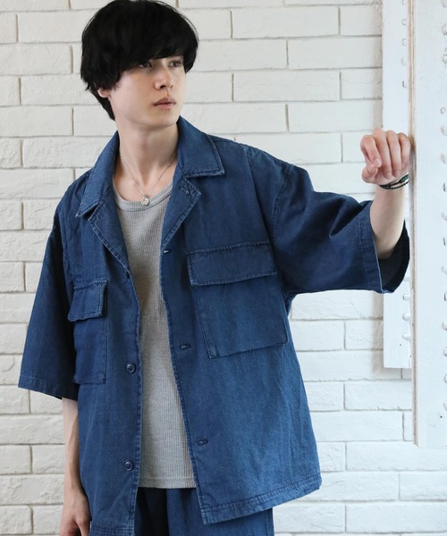 Beno(ビーノ)の「オーバーサイズCPO半袖シャツ(シャツ/ブラウス・メンズ・J/A/D/M/O/G/B/K/N/F/H/L/E/I/C・L/M/XL)」の9枚目の写真