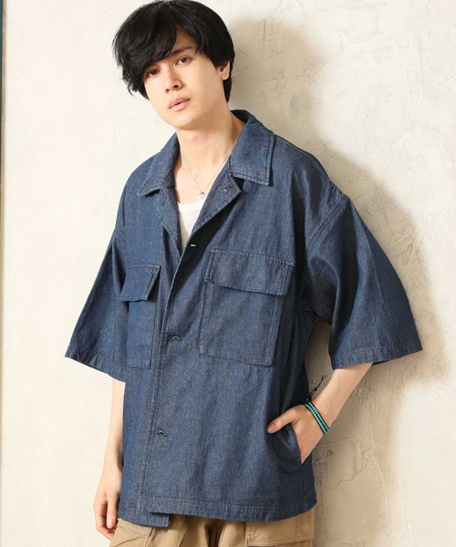 Beno(ビーノ)の「オーバーサイズCPO半袖シャツ(シャツ/ブラウス・メンズ・J/A/D/M/O/G/B/K/N/F/H/L/E/I/C・L/M/XL)」の10枚目の写真