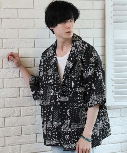 Beno(ビーノ)の「オーバーサイズCPO半袖シャツ(シャツ/ブラウス・メンズ・J/A/D/M/O/G/B/K/N/F/H/L/E/I/C・L/M/XL)」の13枚目の写真