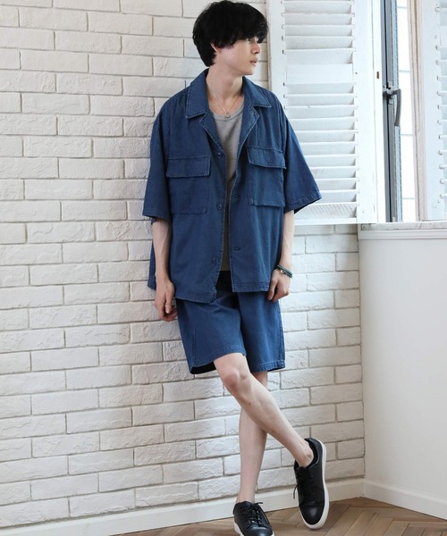 Beno(ビーノ)の「オーバーサイズCPO半袖シャツ(シャツ/ブラウス・メンズ・J/A/D/M/O/G/B/K/N/F/H/L/E/I/C・L/M/XL)」の16枚目の写真