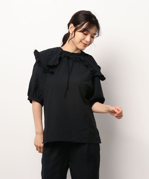 ehka sopo(エヘカソポ)の「付け衿スタンドフリルブラウス(シャツ/ブラウス・レディース・ブラック/オフホワイト/サックスブルー/ラベンダー・フリ-)」の9枚目の写真