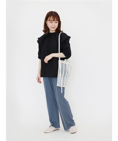 ehka sopo(エヘカソポ)の「付け衿スタンドフリルブラウス(シャツ/ブラウス・レディース・ブラック/オフホワイト/サックスブルー/ラベンダー・フリ-)」の14枚目の写真