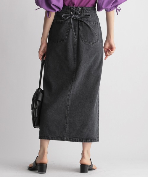 Andemiu（アンデミュウ）の「レースアップデニムスカート214883（デニムスカート・レディース・グレー/インディゴブルー・SMALL/MEDIUM）」の4枚目の写真