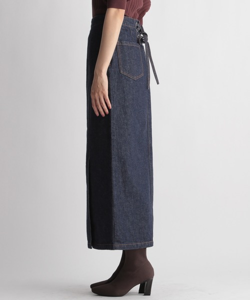 Andemiu（アンデミュウ）の「レースアップデニムスカート214883（デニムスカート・レディース・グレー/インディゴブルー・SMALL/MEDIUM）」の6枚目の写真