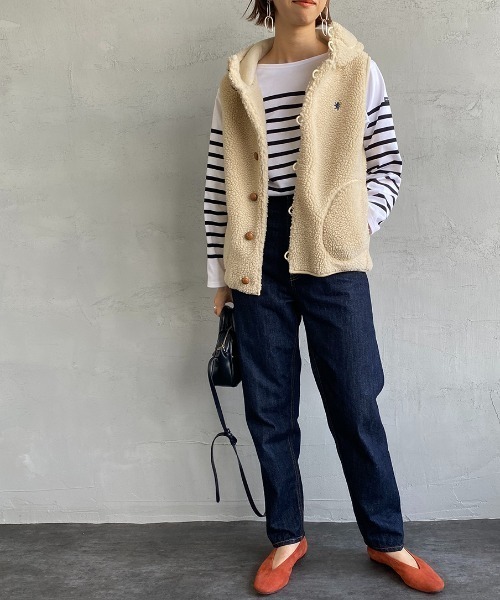 GYMPHLEX（ジムフレックス）の「[Gymphlex/ジムフレックス] ボアフードベスト（ベスト・レディース・ネイビー/オフホワイト/ヘザーグレー/モカ/チャコール・M/L/12/14/16）」の18枚目の写真