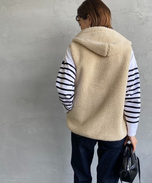 GYMPHLEX（ジムフレックス）の「[Gymphlex/ジムフレックス] ボアフードベスト（ベスト・レディース・ネイビー/オフホワイト/ヘザーグレー/モカ/チャコール・M/L/12/14/16）」の17枚目の写真