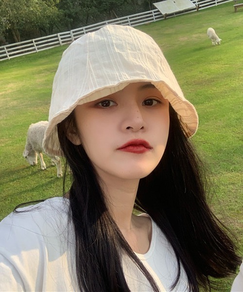 HALEY PESCA（ヘーリーペスカ）の「HALEY PESCA/コットンバケットハット（ハット・レディース・ホワイト/ブラック/パープル/アイボリー・FREE）」の2枚目の写真