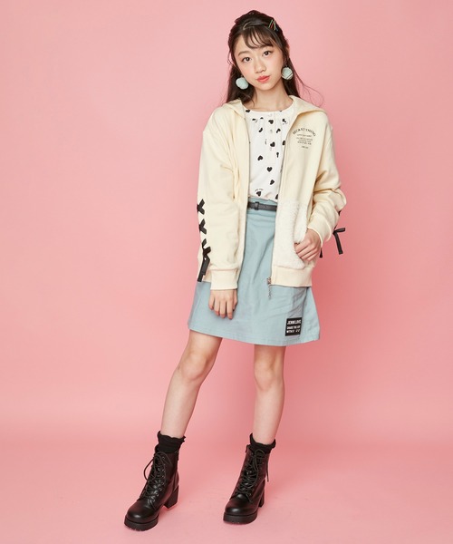 JENNI love（ジェニィラブ）の「フェイクレザーベルト付きスカート（スカート・キッズ・ベージュ/ラベンダー/サックスブルー・150cm/130cm/160cm/140cm）」の7枚目の写真