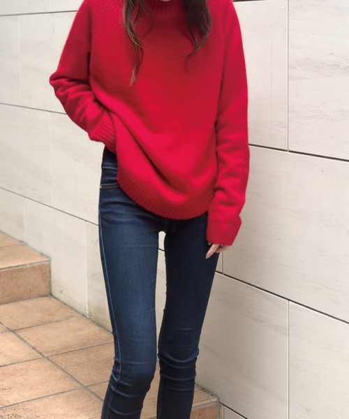 Banner Barrett(バナーバレット)の「ラウンドヘムニットトップス(ニット/セーター・レディース・ブラック/ベージュ/オリーブ/ブルー/レッド・38)」の5枚目の写真