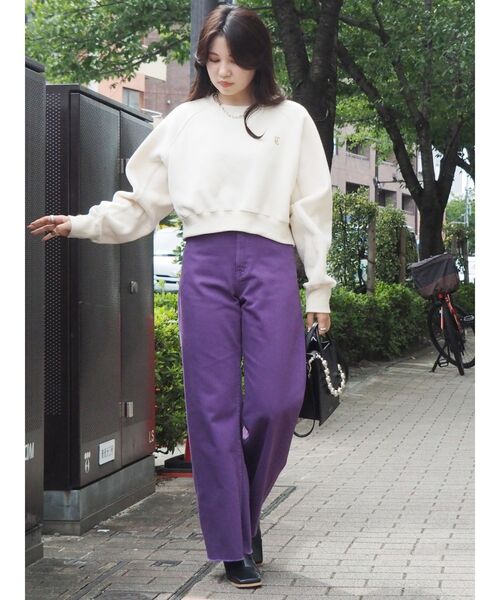 EVRIS（エヴリス）の「SIMPLE WIDEデニムパンツ（デニムパンツ・レディース・パープル/ブラック/ベージュ・SMALL/MEDIUM）」の8枚目の写真