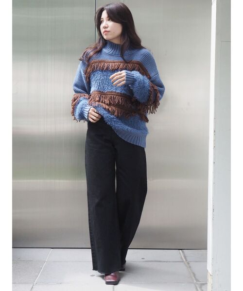 EVRIS（エヴリス）の「SIMPLE WIDEデニムパンツ（デニムパンツ・レディース・パープル/ブラック/ベージュ・SMALL/MEDIUM）」の15枚目の写真