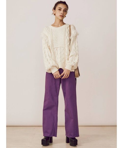 EVRIS（エヴリス）の「SIMPLE WIDEデニムパンツ（デニムパンツ・レディース・パープル/ブラック/ベージュ・SMALL/MEDIUM）」の5枚目の写真