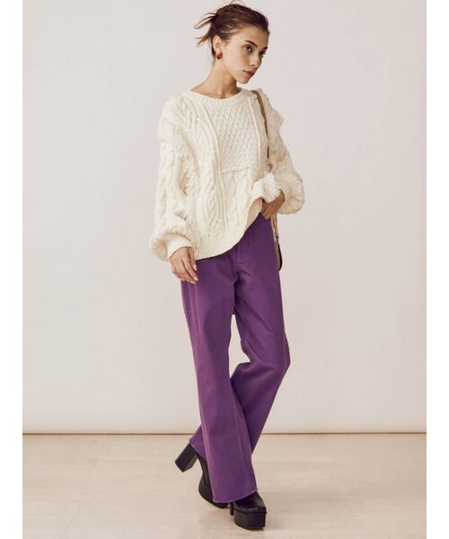 EVRIS（エヴリス）の「SIMPLE WIDEデニムパンツ（デニムパンツ・レディース・パープル/ブラック/ベージュ・SMALL/MEDIUM）」の7枚目の写真