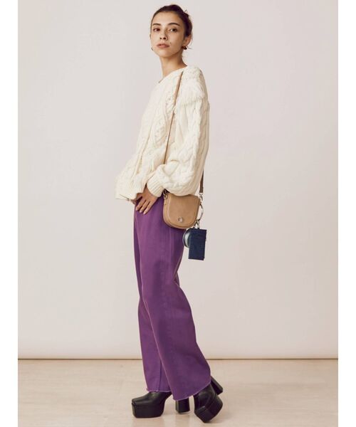 EVRIS（エヴリス）の「SIMPLE WIDEデニムパンツ（デニムパンツ・レディース・パープル/ブラック/ベージュ・SMALL/MEDIUM）」の16枚目の写真