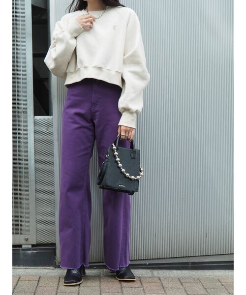 EVRIS（エヴリス）の「SIMPLE WIDEデニムパンツ（デニムパンツ・レディース・パープル/ブラック/ベージュ・SMALL/MEDIUM）」の19枚目の写真