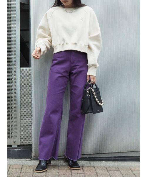 EVRIS（エヴリス）の「SIMPLE WIDEデニムパンツ（デニムパンツ・レディース・パープル/ブラック/ベージュ・SMALL/MEDIUM）」の20枚目の写真