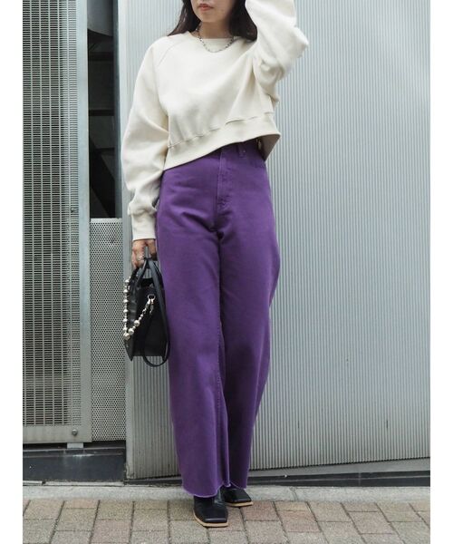 EVRIS（エヴリス）の「SIMPLE WIDEデニムパンツ（デニムパンツ・レディース・パープル/ブラック/ベージュ・SMALL/MEDIUM）」の21枚目の写真