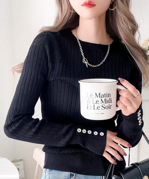 セール】綿100％柔らか。優秀リブニットトップス（ニット/セーター