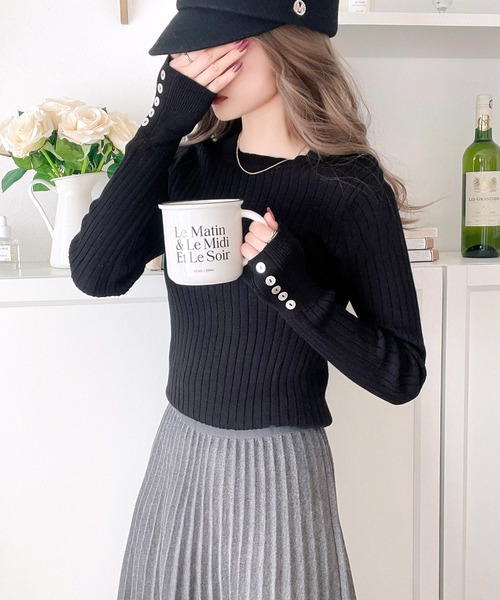 セール】綿100％柔らか。優秀リブニットトップス（ニット/セーター