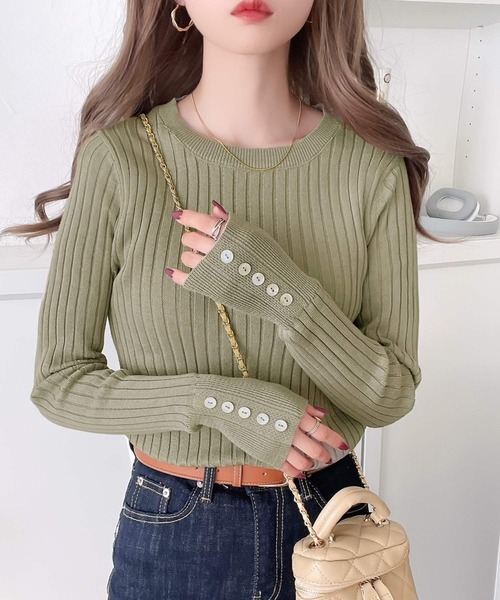 classicalelf（クラシカルエルフ）の「綿100％柔らか。優秀リブニットトップス（ニット/セーター・レディース・ライトグレー/ブラック/ベージュ/ライトグリーン/アイボリー/ブラウン系その他・MEDIUM/LARGE/X-LARGE/SMALL）」の10枚目の写真