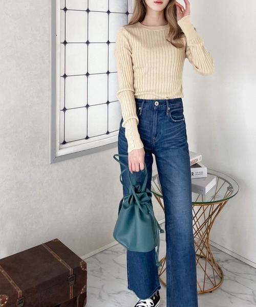 classicalelf（クラシカルエルフ）の「綿100％柔らか。優秀リブニットトップス（ニット/セーター・レディース・ライトグレー/ブラック/ベージュ/ライトグリーン/アイボリー/ブラウン系その他・MEDIUM/LARGE/X-LARGE/SMALL）」の19枚目の写真