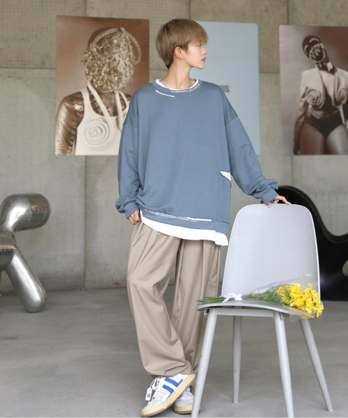 neos(ネオス)の「【neos -addictive design-】ビッグシルエット フェイクレイヤード ダメージ加工 スウェット プルオーバー(スウェット・メンズ・ブラック/グレー/ブルー・MEDIUM/LARGE/X-LARGE)」の22枚目の写真