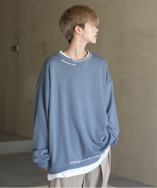 neos(ネオス)の「【neos -addictive design-】ビッグシルエット フェイクレイヤード ダメージ加工 スウェット プルオーバー(スウェット・メンズ・ブラック/グレー/ブルー・MEDIUM/LARGE/X-LARGE)」の16枚目の写真