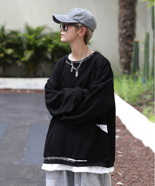 neos(ネオス)の「【neos -addictive design-】ビッグシルエット フェイクレイヤード ダメージ加工 スウェット プルオーバー(スウェット・メンズ・ブラック/グレー/ブルー・MEDIUM/LARGE/X-LARGE)」の10枚目の写真