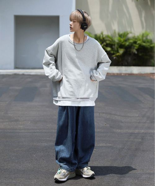 neos(ネオス)の「【neos -addictive design-】ビッグシルエット フェイクレイヤード ダメージ加工 スウェット プルオーバー(スウェット・メンズ・ブラック/グレー/ブルー・MEDIUM/LARGE/X-LARGE)」の20枚目の写真