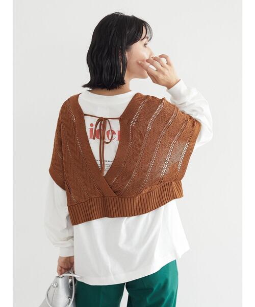 Green Parks(グリーンパークス)の「深V開きバックリボンベスト*(ベスト・レディース・カーキ/キャメル/ブラック・FREE)」の14枚目の写真