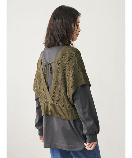 Green Parks(グリーンパークス)の「深V開きバックリボンベスト*(ベスト・レディース・カーキ/キャメル/ブラック・FREE)」の15枚目の写真