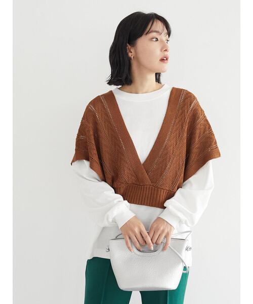 Green Parks(グリーンパークス)の「深V開きバックリボンベスト*(ベスト・レディース・カーキ/キャメル/ブラック・FREE)」の6枚目の写真