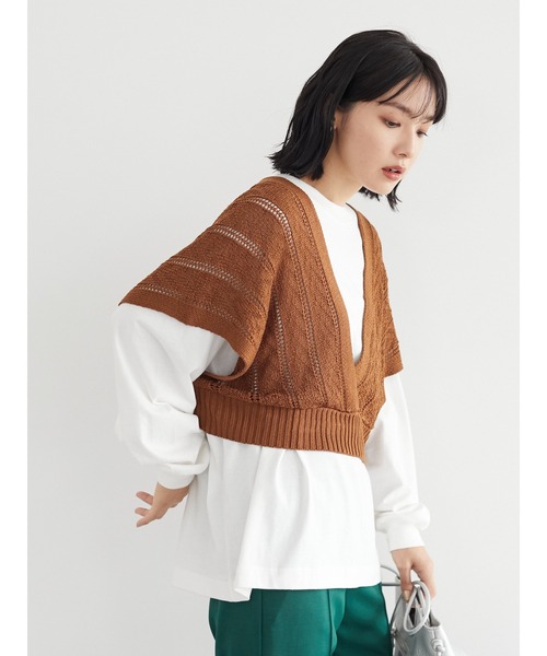 Green Parks(グリーンパークス)の「深V開きバックリボンベスト*(ベスト・レディース・カーキ/キャメル/ブラック・FREE)」の10枚目の写真