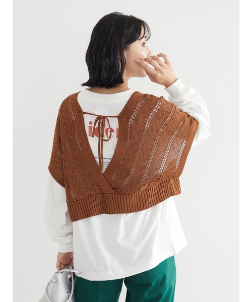 Green Parks(グリーンパークス)の「深V開きバックリボンベスト*(ベスト・レディース・カーキ/キャメル/ブラック・FREE)」の11枚目の写真